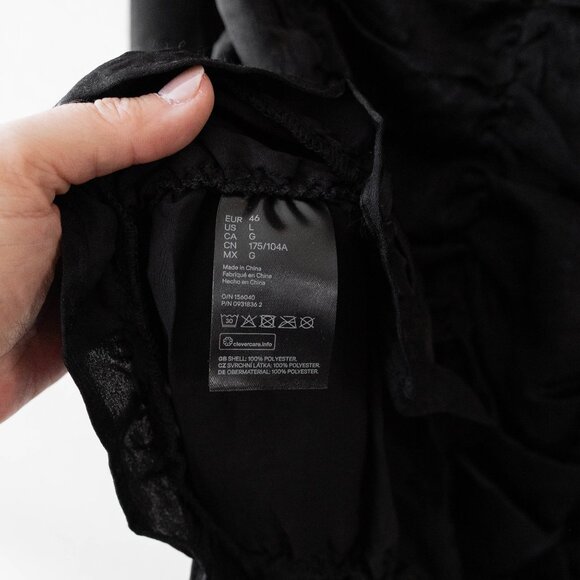 NWT H&M Dress Size Large Black Long Sleeve Gathered Party Cocktail Whimsigoth - Picture 7 of 7